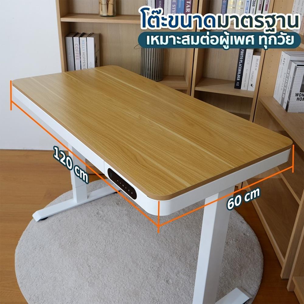 โต๊ะปรับระดับไฟฟ้า DESKSPACE DESK3 120 ซม. สีโอ๊ค/ขาว