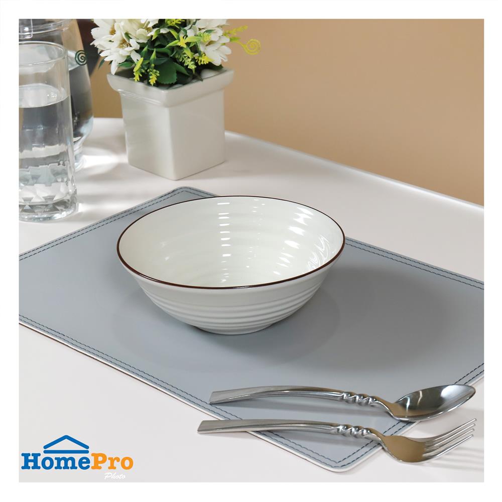 ชามเซรามิก 7 นิ้ว KECH LONN ขอบน้ำตาล