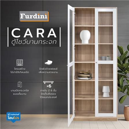 ตู้โชว์ 2 บานเปิด FURDINI CARA 80 ซม. สีไวท์โอ๊ค/ขาว_5