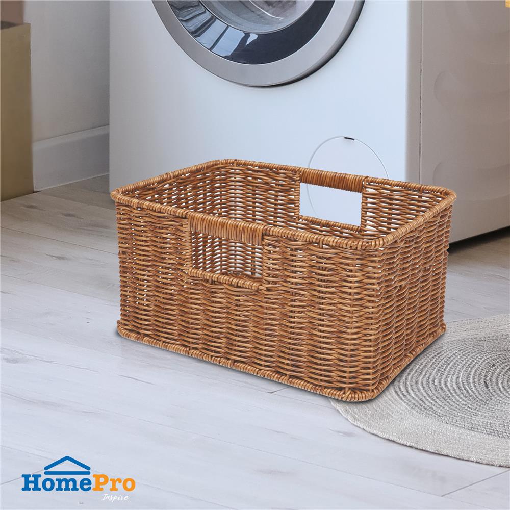 ตะกร้าผ้าเหลี่ยม PLIM SAAN SIZE M สีน้ำตาล