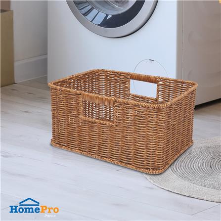 ตะกร้าผ้าเหลี่ยม PLIM SAAN SIZE M สีน้ำตาล_4