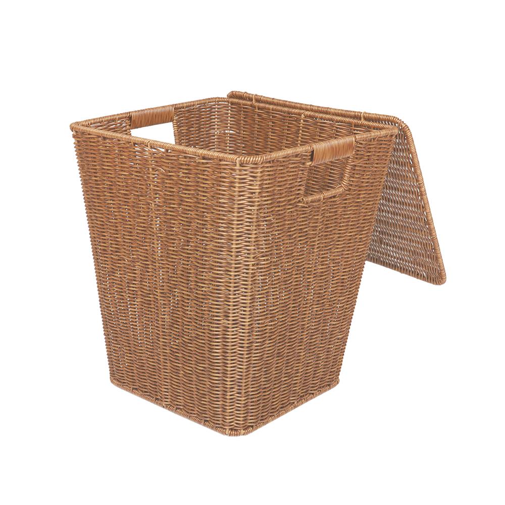 ตะกร้าผ้าเหลี่ยมสูงมีฝา PLIM SAAN สีน้ำตาล