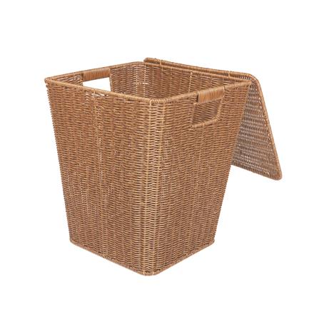 ตะกร้าผ้าเหลี่ยมสูงมีฝา PLIM SAAN สีน้ำตาล_3