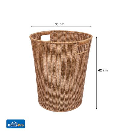 ตะกร้าผ้ากลมสูง PLIM SAAN 35 ซม. สีน้ำตาล_7
