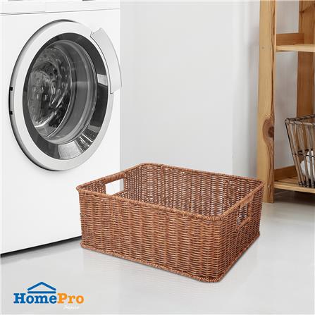 ตะกร้าผ้าเหลี่ยม PLIM SAAN SIZE L สีน้ำตาล_4