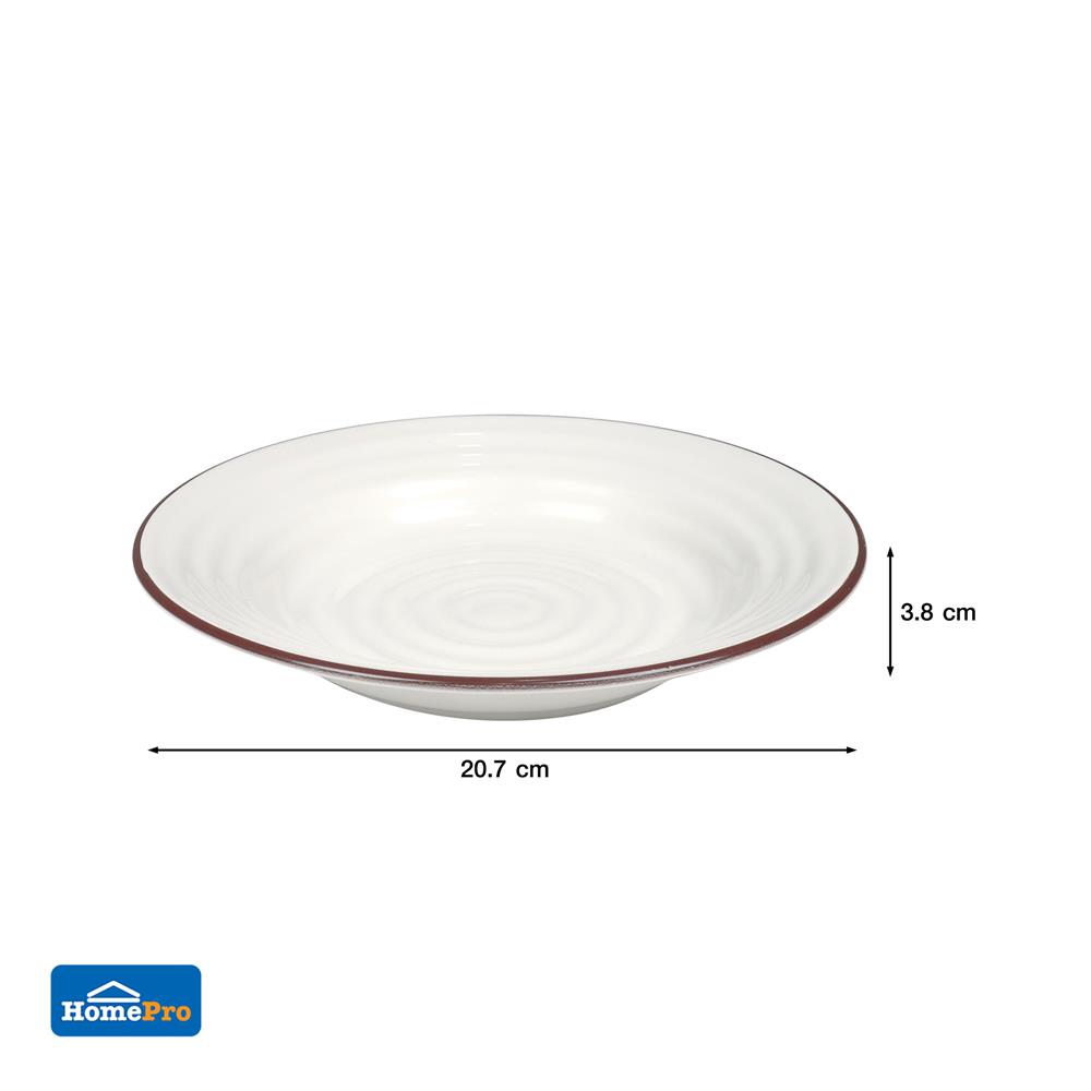 จานบัวเซรามิก 8 นิ้ว KECH LONN ขอบน้ำตาล