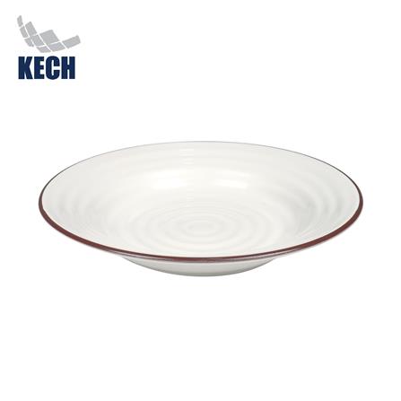 จานบัวเซรามิก 8 นิ้ว KECH LONN ขอบน้ำตาล_0
