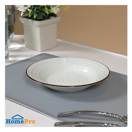 จานบัวเซรามิก 8 นิ้ว KECH LONN ขอบน้ำตาล_3