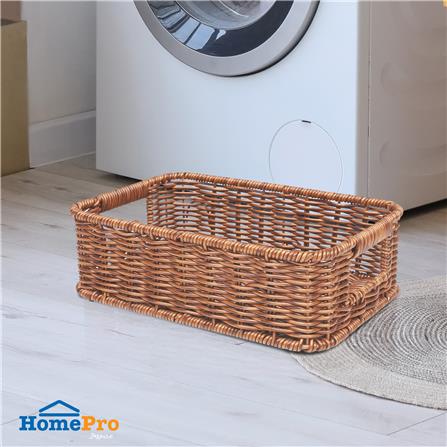 ตะกร้าผ้าเหลี่ยมเตี้ย PLIM SAAN SIZE S สีน้ำตาล_4