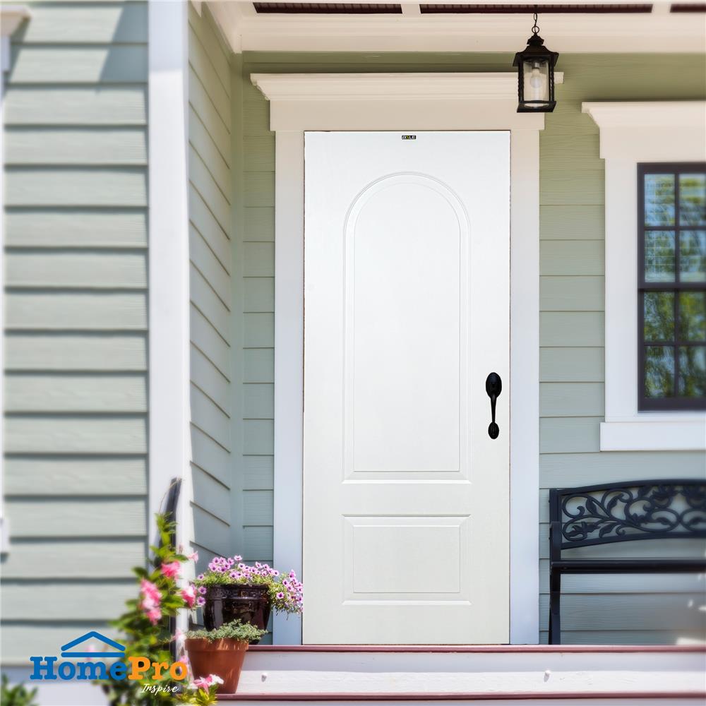 ประตูภายนอก UPVC AZLE PZ N2 80X200 ซม. สีขาว เจาะลูกบิด