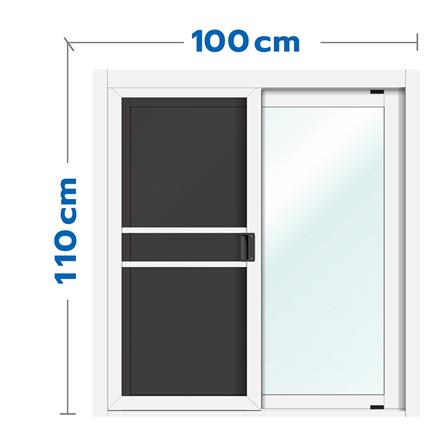 หน้าต่างบานเลื่อน อะลูมิเนียม S-S มุ้ง LYNN OK 100X110 ซม. สีขาว