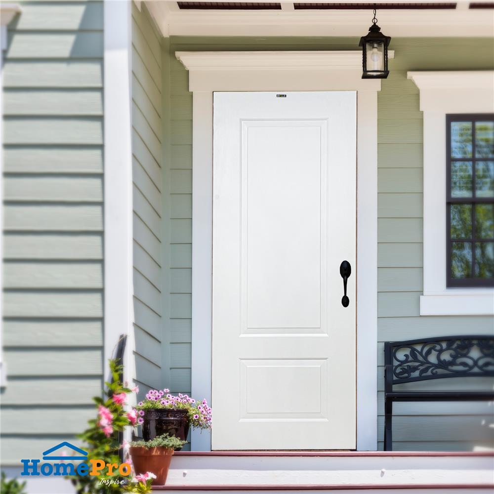 ประตูภายนอก UPVC AZLE PZ N1 80X200 ซม. สีขาว เจาะลูกบิด