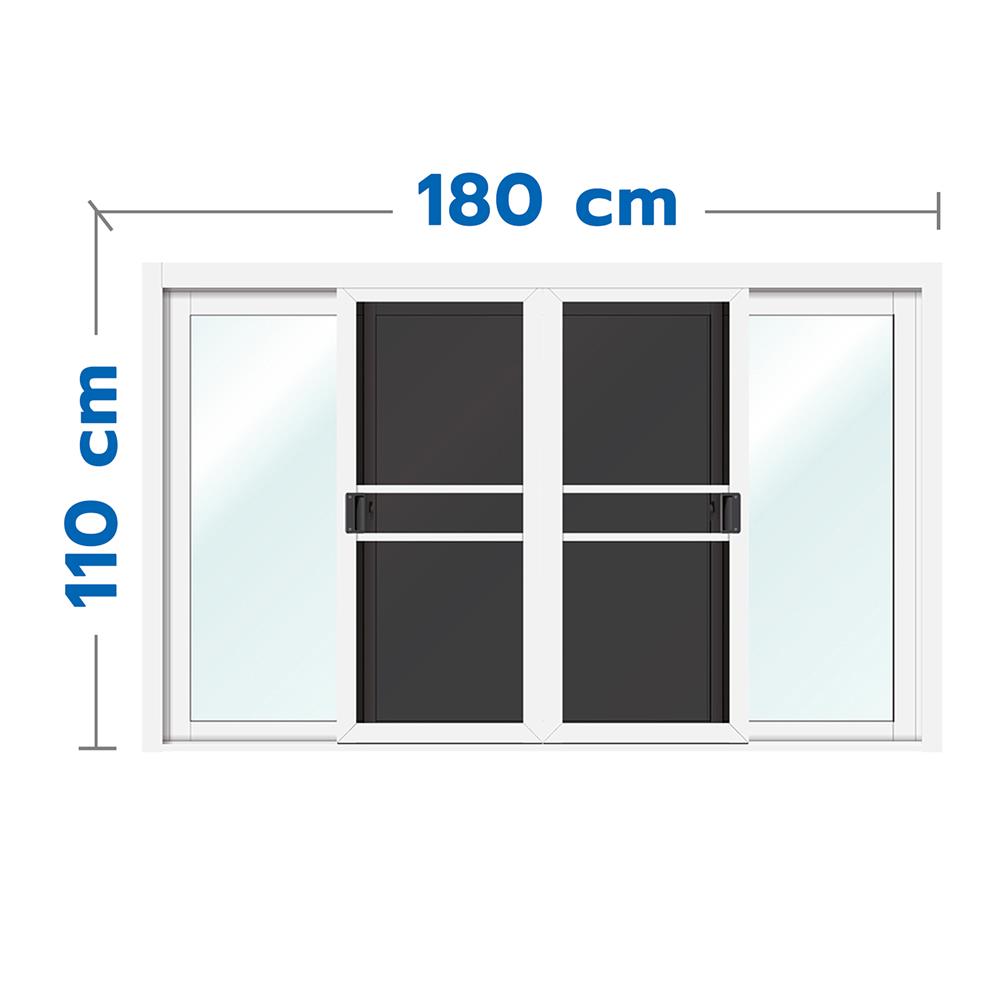 หน้าต่างบานเลื่อน อะลูมิเนียม S-F-S มุ้ง LYNN OK 180X110 ซม. สีขาว