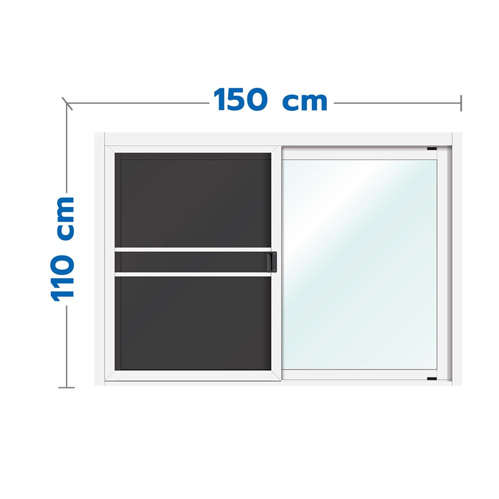 หน้าต่างบานเลื่อน อะลูมิเนียม S-S มุ้ง LYNN OK 150X110 ซม. สีขาว