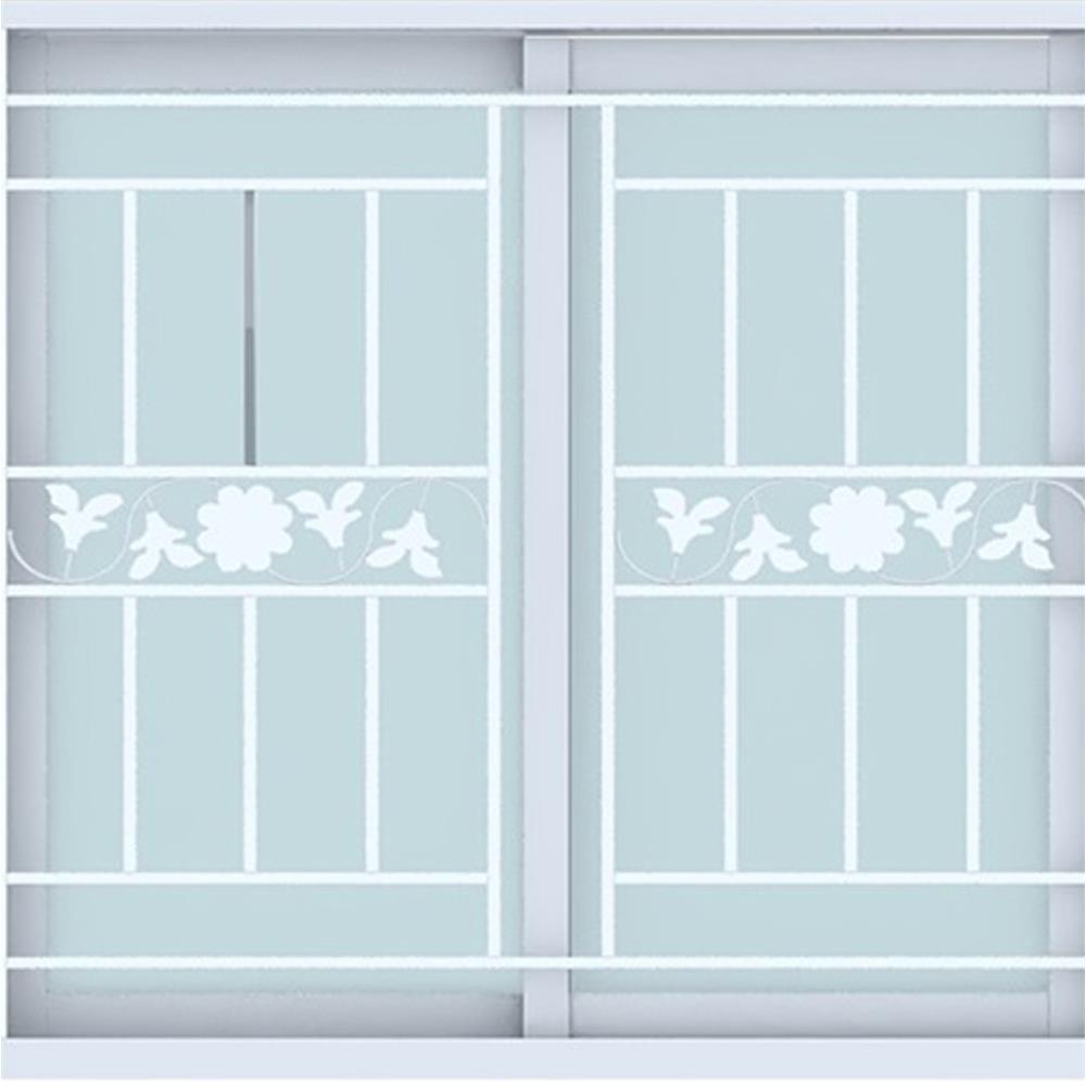 หน้าต่างบานเลื่อน UPVC S-S เหล็กดัด มุ้ง WINDOW ASIA ลายทานตะวัน (ขาว) 100X100 ซม. สีขาว