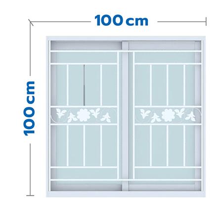 หน้าต่างบานเลื่อน UPVC S-S เหล็กดัด มุ้ง WINDOW ASIA ลายทานตะวัน (ขาว) 100X100 ซม. สีขาว