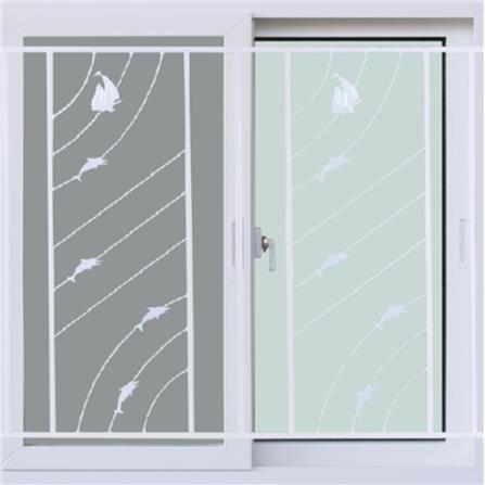 หน้าต่างบานเลื่อน UPVC S-S เหล็กดัด มุ้ง WINDOW ASIA ลายทะเล (ขาว) 100X100 ซม. สีขาว_1