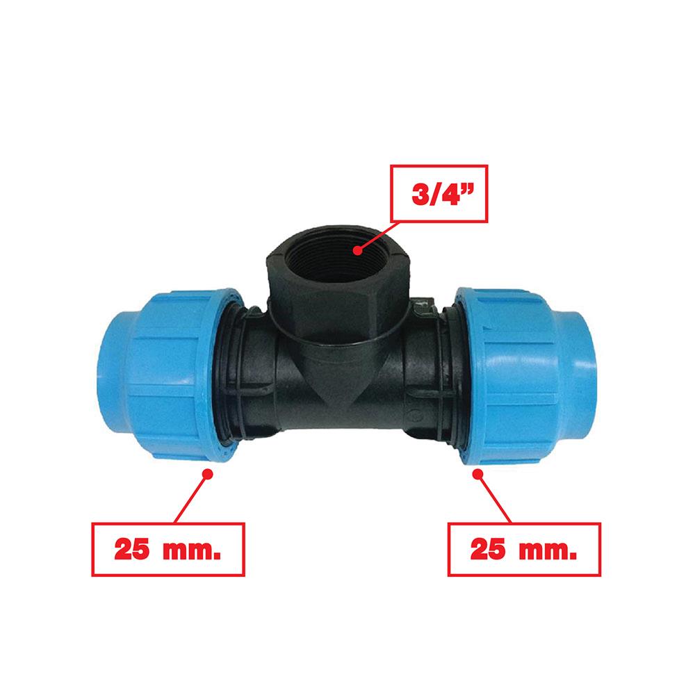 ข้อต่อสามทาง เกลียวใน ตรามือ PN16 25 มม.X3/4 นิ้ว