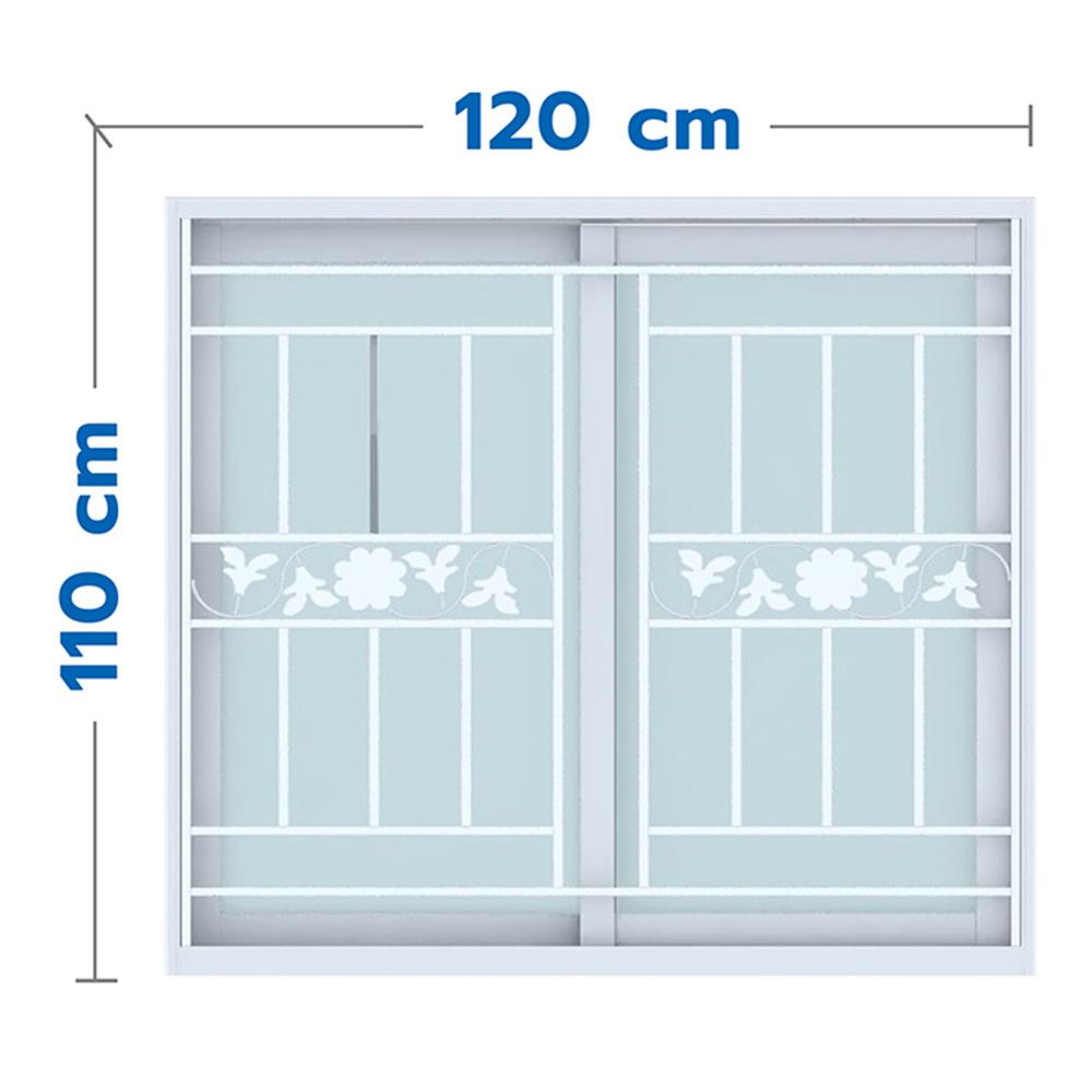 หน้าต่างบานเลื่อน UPVC S-S เหล็กดัด มุ้ง WINDOW ASIA ลายทานตะวัน (ขาว) 120X110 ซม. สีขาว