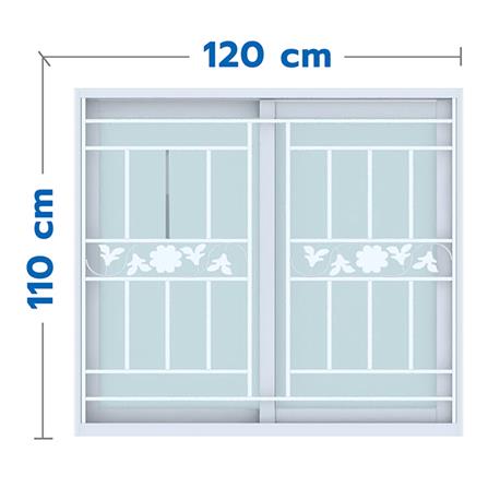 หน้าต่างบานเลื่อน UPVC S-S เหล็กดัด มุ้ง WINDOW ASIA ลายทานตะวัน (ขาว) 120X110 ซม. สีขาว