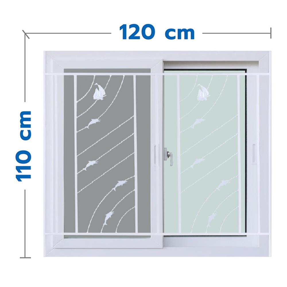 หน้าต่างบานเลื่อน UPVC S-S เหล็กดัด มุ้ง WINDOW ASIA ลายทะเล (ขาว) 120X110 ซม. สีขาว