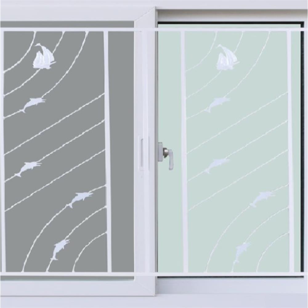 หน้าต่างบานเลื่อน UPVC S-S เหล็กดัด มุ้ง WINDOW ASIA ลายทะเล (ขาว) 120X110 ซม. สีขาว