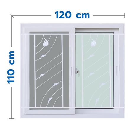 หน้าต่างบานเลื่อน UPVC S-S เหล็กดัด มุ้ง WINDOW ASIA ลายทะเล (ขาว) 120X110 ซม. สีขาว_0