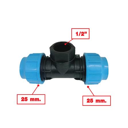 ข้อต่อสามทาง เกลียวใน ตรามือ PN16 25 มม.X1/2 นิ้ว_2