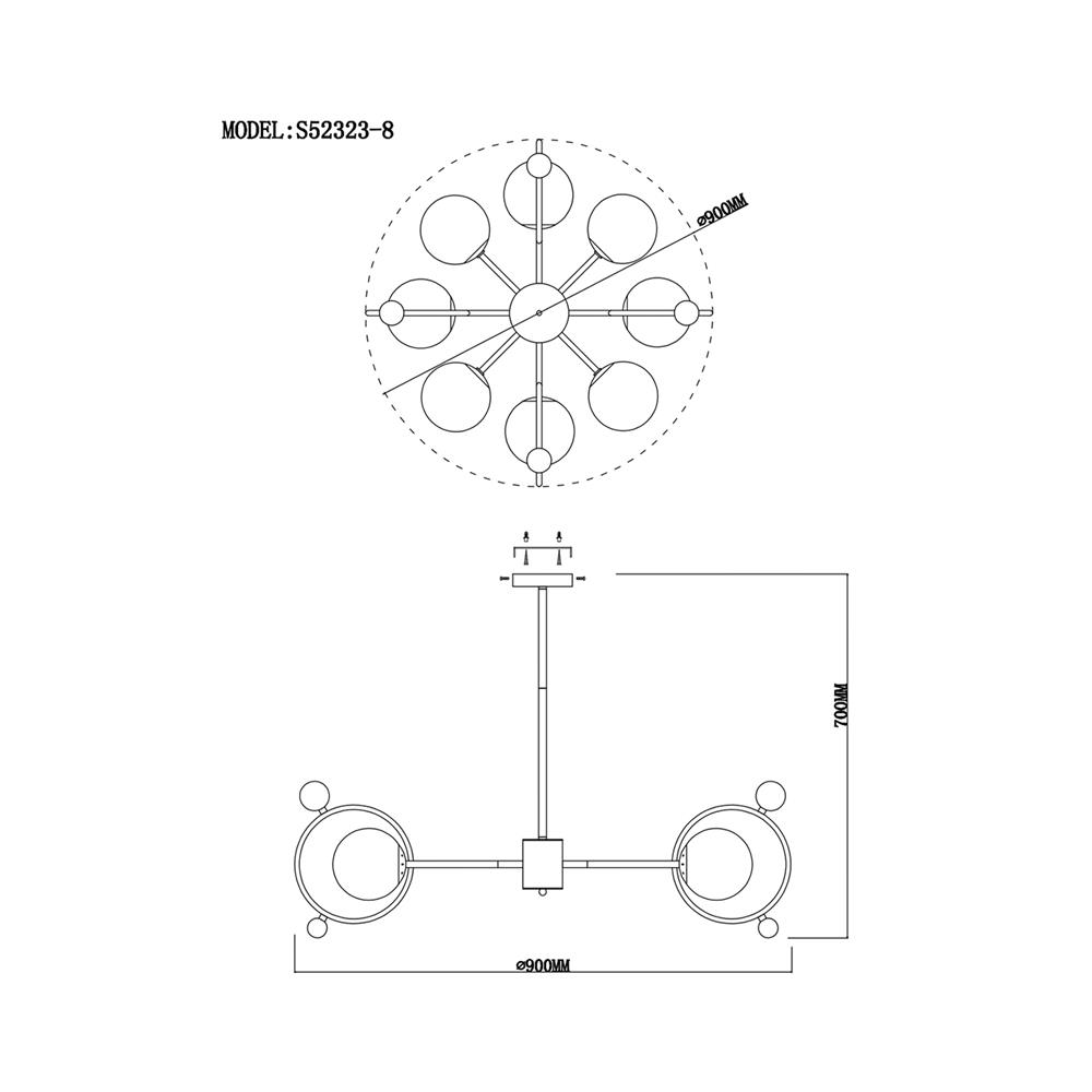 ไฟช่อ CARINI S52323-8 สีขาว/ทอง 8 หัว