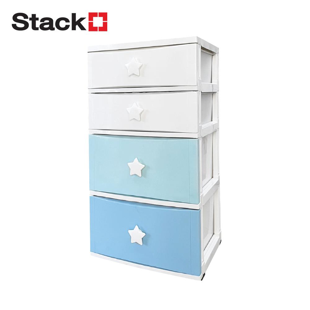 ตู้ลิ้นชัก 4 ชั้น STACKO C12 STAR 56x45x105 ซม. สีขาว/ฟ้า_1