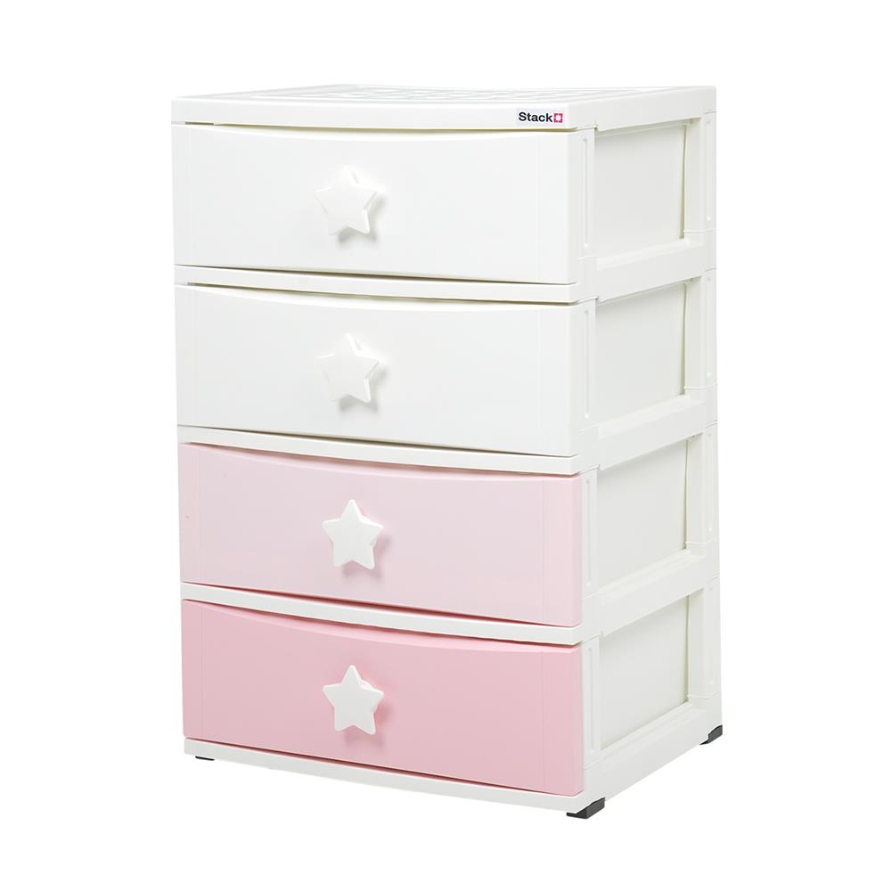 ตู้ลิ้นชัก 4 ชั้น STACKO C5 STAR 56x45x84 ซม. สีชมพู/ขาว