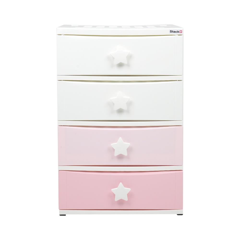 ตู้ลิ้นชัก 4 ชั้น STACKO C5 STAR 56x45x84 ซม. สีชมพู/ขาว