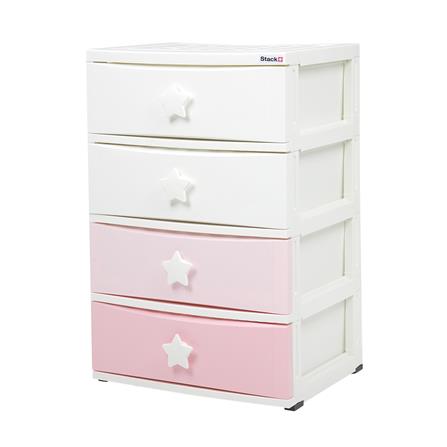 ตู้ลิ้นชัก 4 ชั้น STACKO C5 STAR 56x45x84 ซม. สีชมพู/ขาว_0