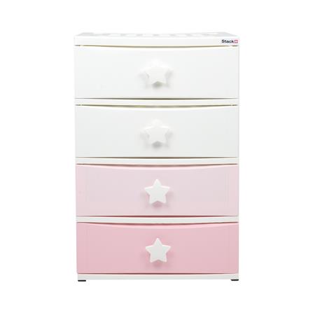 ตู้ลิ้นชัก 4 ชั้น STACKO C5 STAR 56x45x84 ซม. สีชมพู/ขาว_1