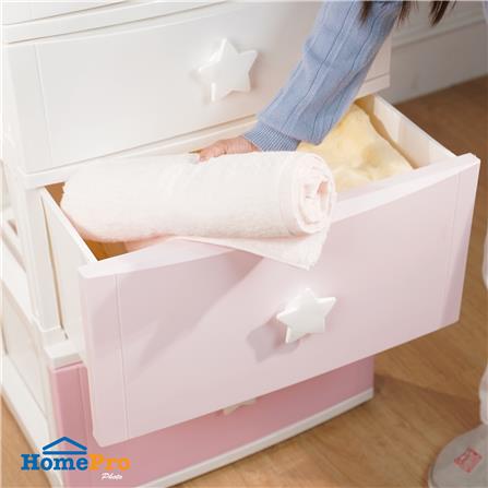 ตู้ลิ้นชัก 4 ชั้น STACKO C12 STAR 56x45x105 ซม. สีชมพู/ขาว_9