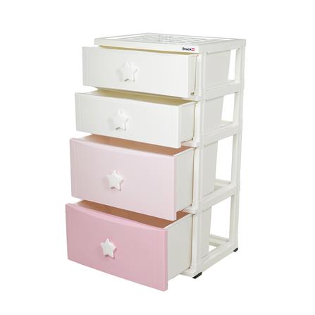 ตู้ลิ้นชัก 4 ชั้น STACKO C12 STAR 56x45x105 ซม. สีชมพู/ขาว_3