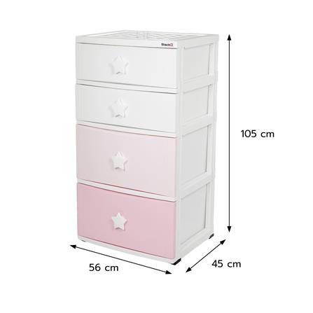 ตู้ลิ้นชัก 4 ชั้น STACKO C12 STAR 56x45x105 ซม. สีชมพู/ขาว_10
