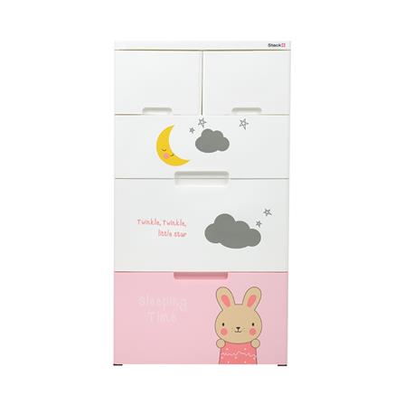 ตู้ลิ้นชัก 4 ชั้น STACKO A58 TINY 58x38x109 ซม. สีชมพู/ขาว_2