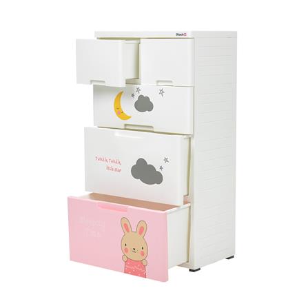 ตู้ลิ้นชัก 4 ชั้น STACKO A58 TINY 58x38x109 ซม. สีชมพู/ขาว_3