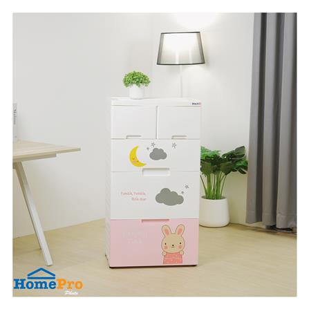 ตู้ลิ้นชัก 4 ชั้น STACKO A58 TINY 58x38x109 ซม. สีชมพู/ขาว_5