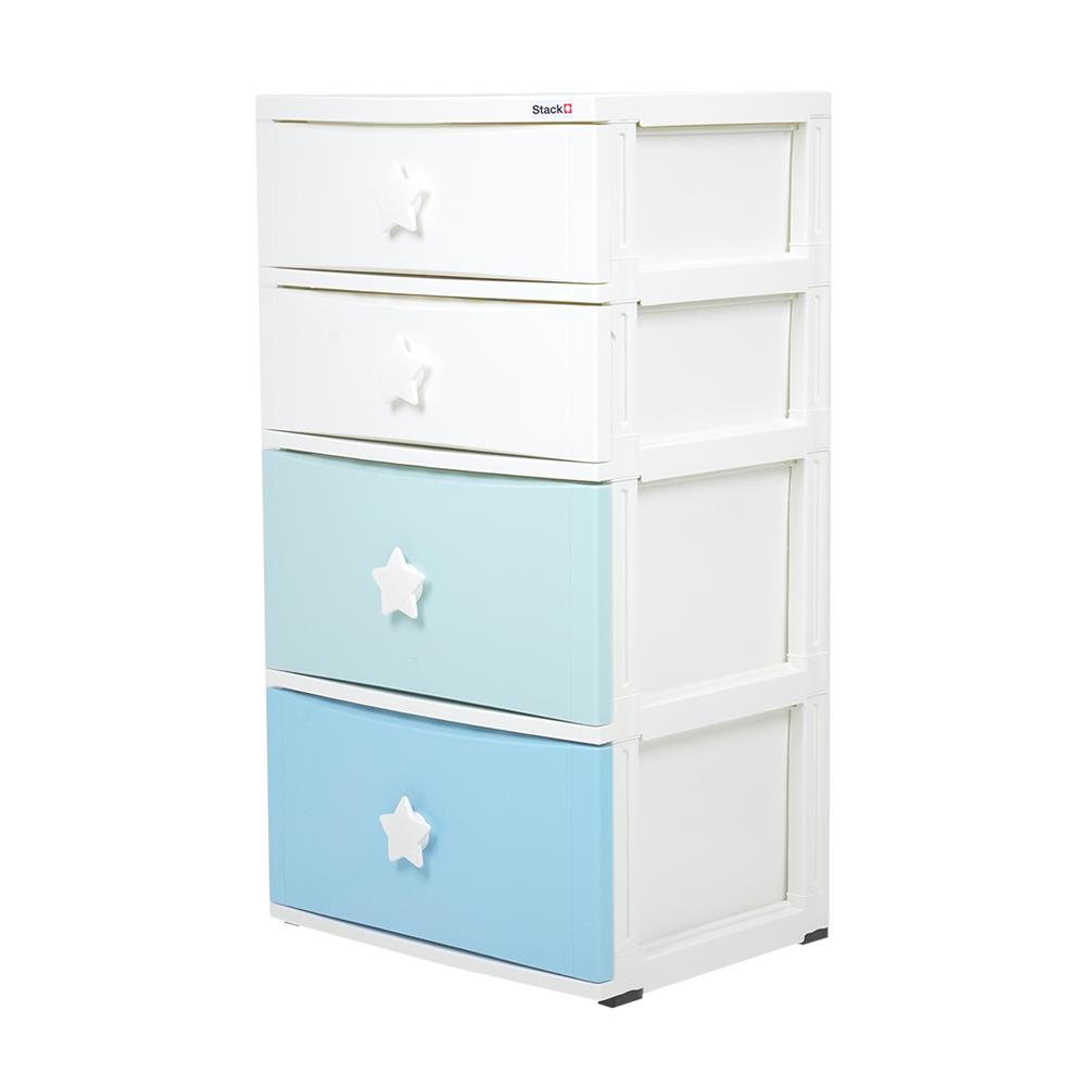 ตู้ลิ้นชัก 4 ชั้น STACKO C5 STAR 56x45x84 ซม. สีขาว/ฟ้า