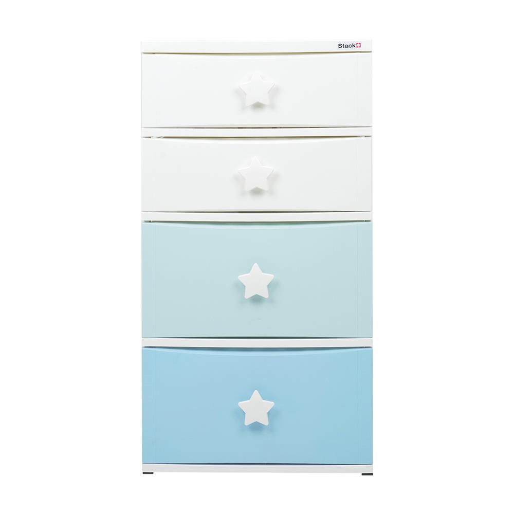 ตู้ลิ้นชัก 4 ชั้น STACKO C5 STAR 56x45x84 ซม. สีขาว/ฟ้า