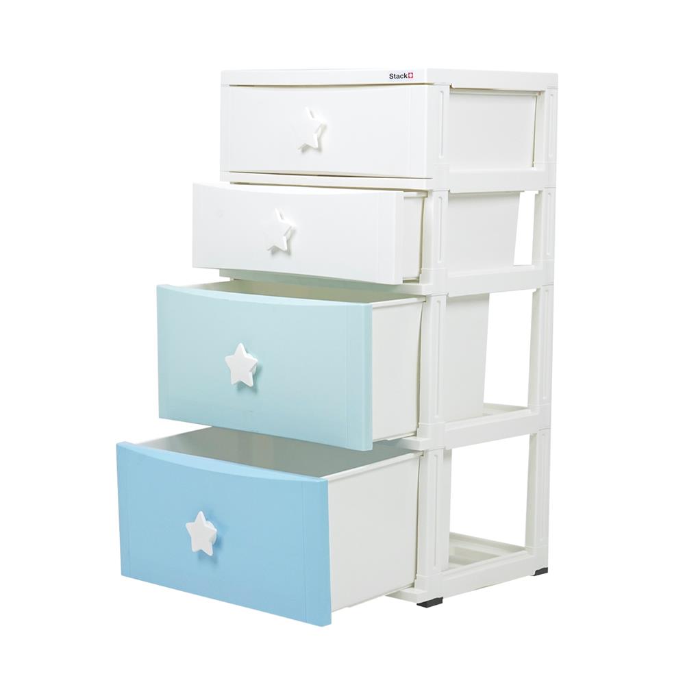 ตู้ลิ้นชัก 4 ชั้น STACKO C5 STAR 56x45x84 ซม. สีขาว/ฟ้า