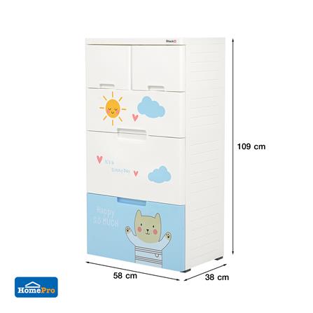 ตู้ลิ้นชัก 4 ชั้น STACKO A58 TINY 58x38x109 ซม. สีขาว/ฟ้า_8