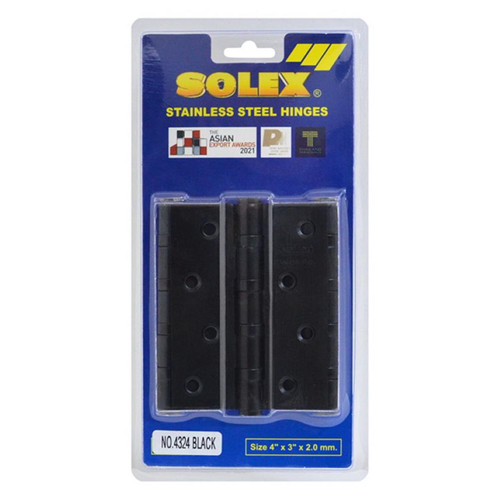 บานพับ 4X3 นิ้ว X 2 มม. SOLEX 4324 สีดำ (แพ็ก 3 ชิ้น)