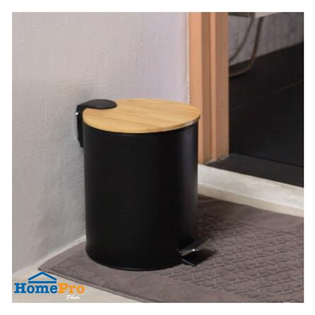 ถังขยะเหยียบกลมฝาไม้ ACCO SYLVAN 5 ลิตร สีดำ_6