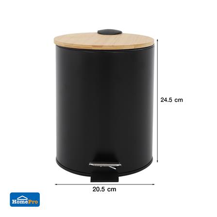 ถังขยะเหยียบกลมฝาไม้ ACCO SYLVAN 5 ลิตร สีดำ_8