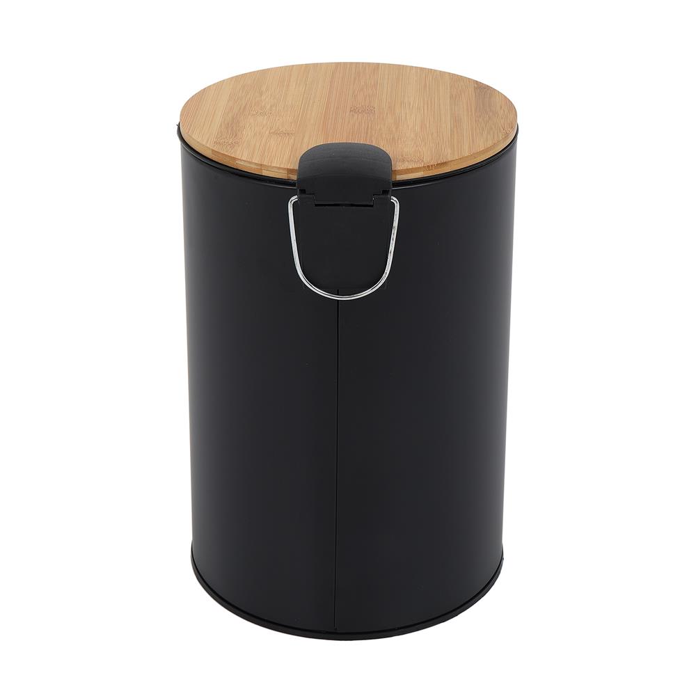 ถังขยะเหยียบกลมฝาไม้ ACCO SYLVAN 12 ลิตร สีดำ