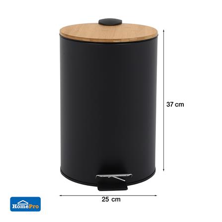 ถังขยะเหยียบกลมฝาไม้ ACCO SYLVAN 12 ลิตร สีดำ_7