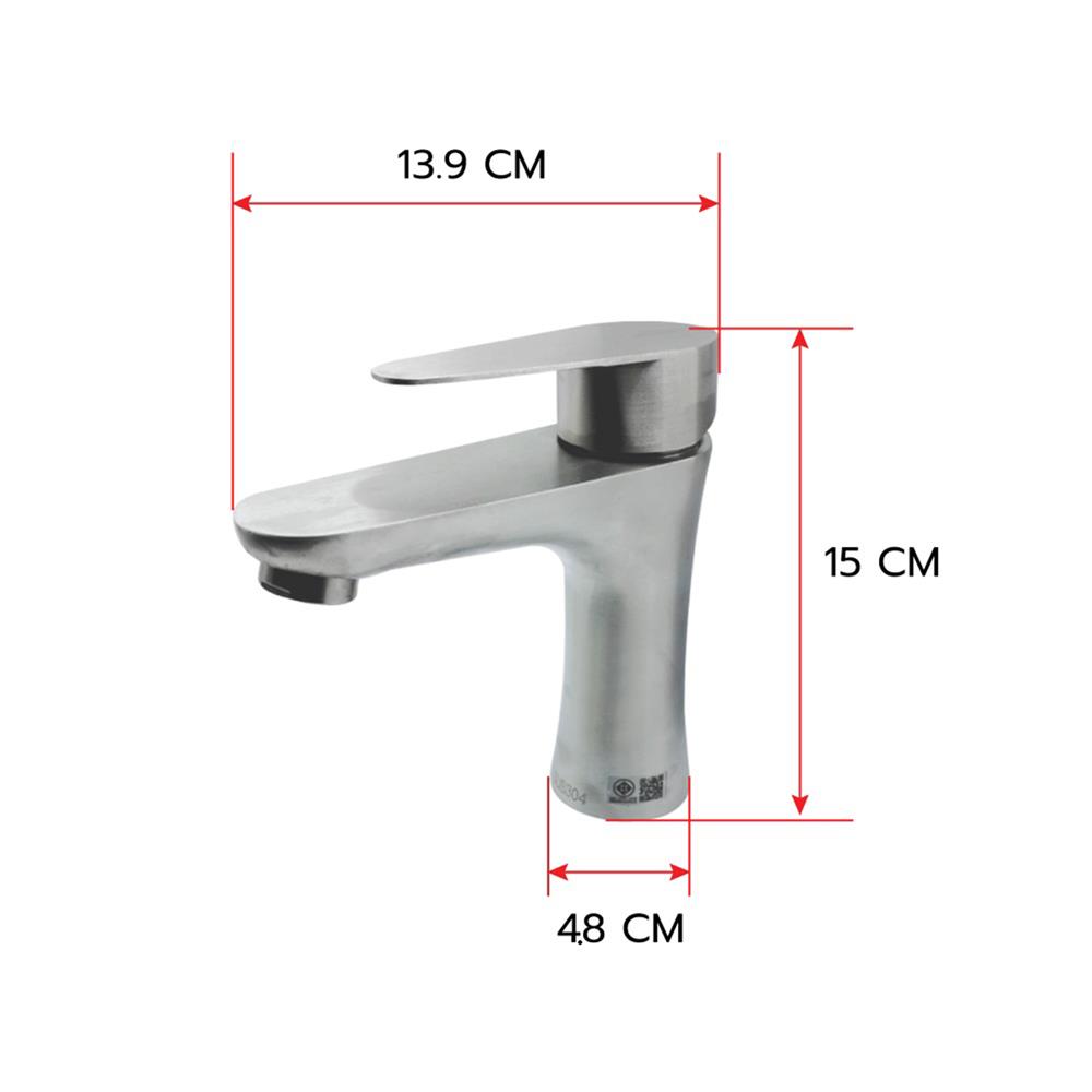 ก๊อกอ่างล้างหน้าเดี่ยว HOEN LS-2101(T) สีสเตนเลส